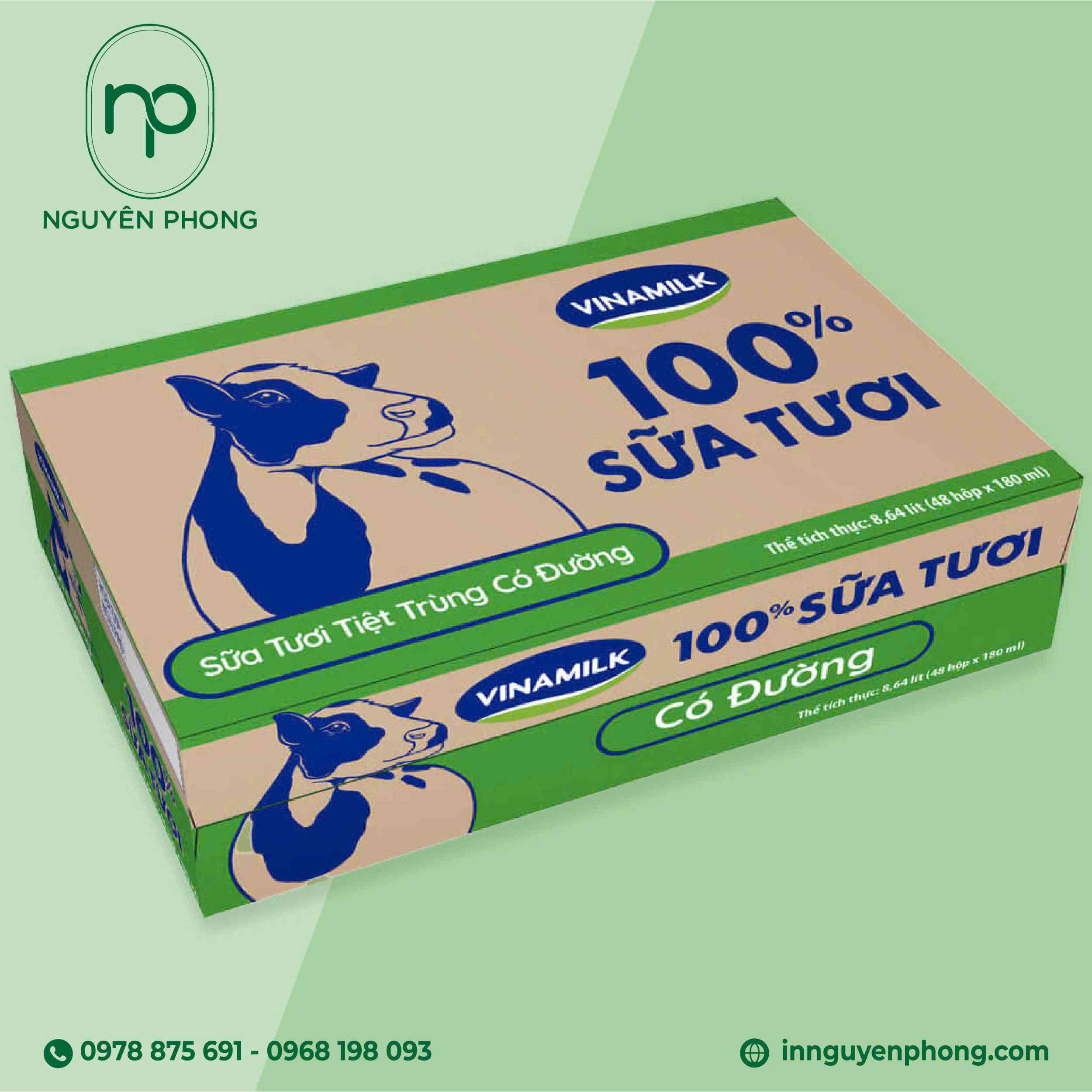 Các thông tin cơ bản được in trên thùng sữa Vinamilk